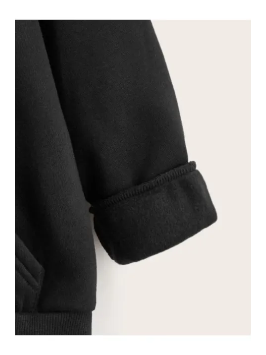 Çocuk Unisex Kapüşonlu Çizgi Kalp Baskılı Sweatshirt - Siyah Çocuk Unisex Kapüşonlu Çizgi Kalp Baskılı Sweatshirt - Siyah