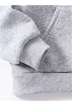 Çocuk Unisex Kapüşonlu Kedicik Baskılı Pamuklu Sweatshirt - Gri