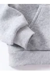 Çocuk Unisex Kapüşonlu Kedicik Baskılı Pamuklu Sweatshirt - Gri