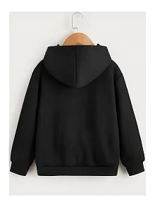 Çocuk Unisex Kapüşonlu Tatlı Kedi Baskılı Sweatshirt - Siyah