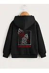 Çocuk Unisex Kapüşonlu Ön Ve Arka Blessed Baskılı Sweatshirt - Siyah