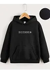Çocuk Unisex Kapüşonlu Ön Ve Arka Blessed Baskılı Sweatshirt - Siyah