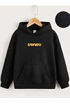 Çocuk Unisex Kapüşonlu Ön Ve Arka Garfield Baskılı Sweatshirt - Siyah