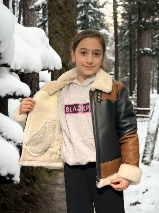 Çocuk Yakalı Parçalı Kürk - Kahve Çocuk Yakalı Parçalı Kürk - Kahve