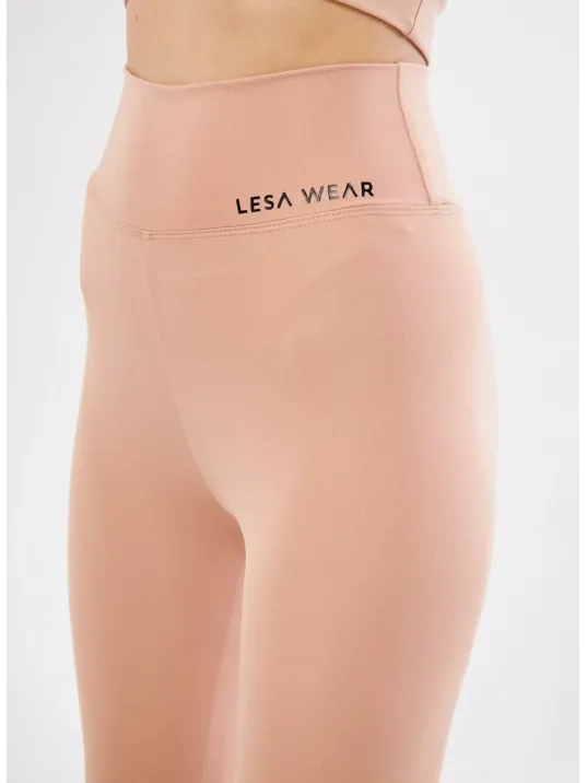 Dalgıç Yüksel Bel Baskılı Tayt - Bej