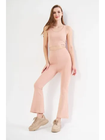 Dalgıç Yüksel Bel İspanyol Paça Tayt - Bej