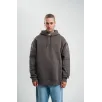 Double Oversize Kapşonlu Nakışlı SweatShirt - Füme
