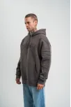 Double Oversize Kapşonlu Nakışlı Sweatshirt - Füme