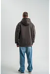 Erkek Nakış İşlemeli Kapşonlu Antrasit Sweatshirt Üç İplik Double Oversize- Füme
