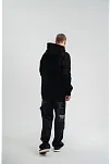 Double Oversize Kapşonlu Nakışlı Sweatshirt - Siyah