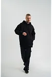 Double Oversize Kapşonlu Nakışlı Sweatshirt - Siyah