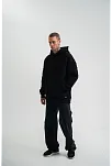 Double Oversize Kapşonlu Nakışlı Sweatshirt - Siyah