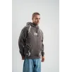 Double Oversize Kapşonlu Şimşek Pano Baskılı SweatShirt - Füme Double Oversize Kapşonlu Şimşek Pano Baskılı SweatShirt - Füme
