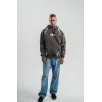 Double Oversize Kapşonlu Şimşek Pano Baskılı SweatShirt - Füme Double Oversize Kapşonlu Şimşek Pano Baskılı SweatShirt - Füme