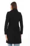 Düğmeli İçi Astarlı Kadın Kaşmir Kaşe Kaban - Siyah
