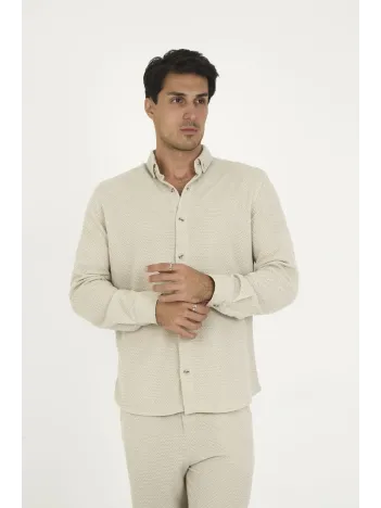 Düğmeli Tam Kalıp Uzun Kol Jakar Gömlek - Gri Düğmeli Tam Kalıp Uzun Kol Jakar Gömlek - Gri