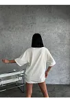 Unisex Düz Biskilet Yaka Oversize T-shirt - Beyaz