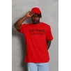 Unisex Oversize Baskılı Bisiklet Yaka T-Shirt - Kırmızı Unisex Oversize Baskılı Bisiklet Yaka T-Shirt - Kırmızı