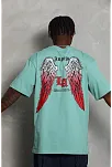 Erkek Baskılı Tişort Kısa Kol Bisiklet Yaka Ovarsize T-shirt -  Mint Yeşili