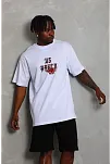 Erkek Oversize Baskılı Bisiklet Yaka T-shirt - Beyaz