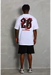 Erkek Oversize Baskılı Bisiklet Yaka T-shirt - Beyaz