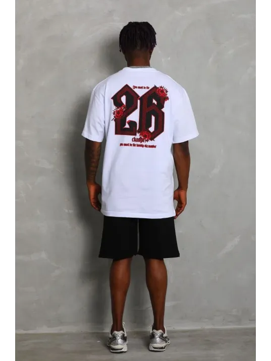 Unisex Oversize Baskılı Bisiklet Yaka T-Shirt - Beyaz Unisex Oversize Baskılı Bisiklet Yaka T-Shirt - Beyaz