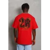 Unisex Oversize Baskılı Bisiklet Yaka T-Shirt - Kırmızı Unisex Oversize Baskılı Bisiklet Yaka T-Shirt - Kırmızı