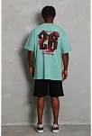 Erkek Baskılı Tişort Kısa Kol Bisiklet Yaka Ovarsize T-shirt - Mint Yeşili