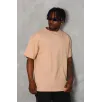 Unisex Oversize Düz Bisiklet Yaka T-Shirt - Bej Unisex Oversize Düz Bisiklet Yaka T-Shirt - Bej