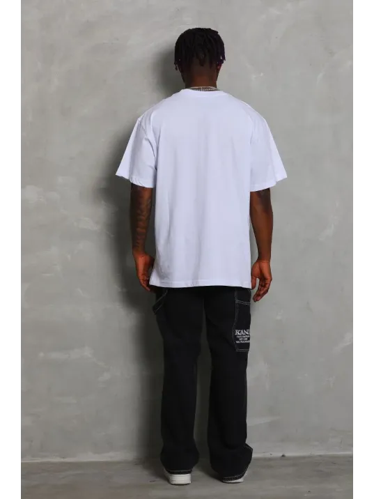 Unisex Oversize Düz Bisiklet Yaka T-Shirt - Beyaz Unisex Oversize Düz Bisiklet Yaka T-Shirt - Beyaz