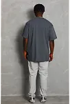 Erkek Düz Yazlık Kısa Kol Tişort Bisiklet Yaka Ovarsize T-shirt -  Füme