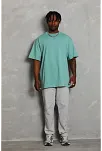 Unisex Oversize Düz Bisiklet Yaka T-shirt - Mint Yeşili