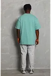 Unisex Oversize Düz Bisiklet Yaka T-shirt - Mint Yeşili