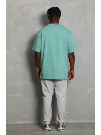 Unisex Oversize Düz Bisiklet Yaka T-Shirt - Mint Yeşili