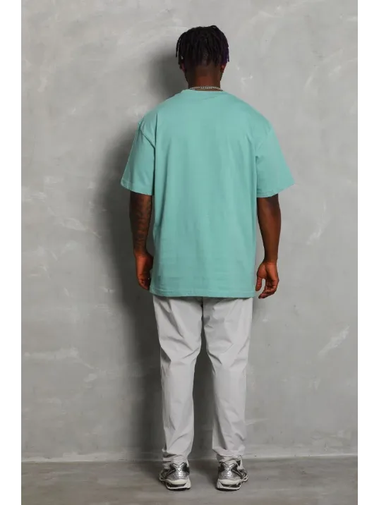 Unisex Oversize Düz Bisiklet Yaka T-Shirt - Mint Yeşili Unisex Oversize Düz Bisiklet Yaka T-Shirt - Mint Yeşili