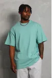 Unisex Oversize Düz Bisiklet Yaka T-shirt - Mint Yeşili