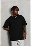 Unisex Oversize Düz Bisiklet Yaka T-shirt - Siyah