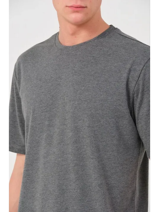 Erkek 24/1 Düz A Kalite Oversize T-shirt - Antrasit