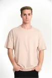 Erkek 24/1 Düz A Kalite Oversize T-shirt - Bej Erkek 24/1 Düz A Kalite Oversize T-shirt - Bej