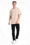 Erkek 24/1 Düz A Kalite Oversize T-shirt - Bej Erkek 24/1 Düz A Kalite Oversize T-shirt - Bej