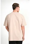 Erkek 24/1 Düz A Kalite Oversize T-shirt - Bej