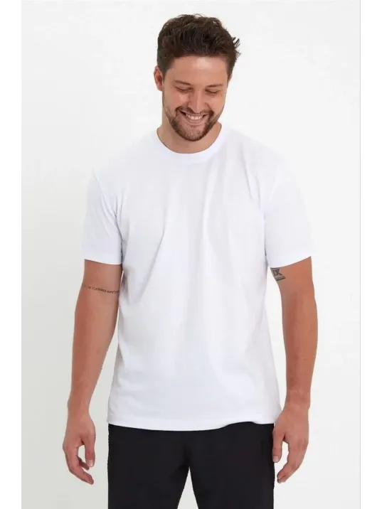 Erkek 24/1 Düz A Kalite Oversize T-shirt - Beyaz