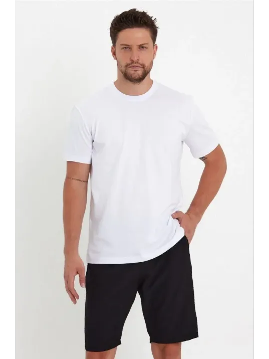 Erkek 24/1 Düz A Kalite Oversize T-shirt - Beyaz