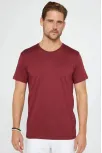 Erkek  Düz A Kalite Pamuklu Penye  T-shirt - Bordo