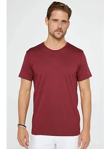 Erkek  Düz A Kalite Pamuklu Penye  T-shirt - Bordo