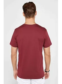 Erkek  Düz A Kalite Pamuklu Penye  T-shirt - Bordo