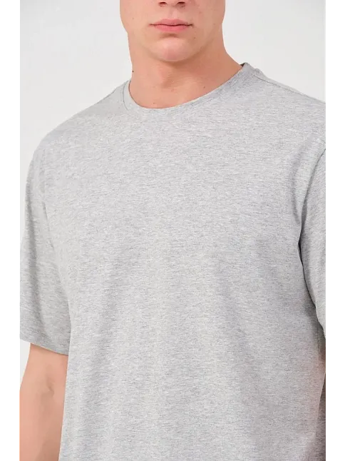 Erkek 24/1 Düz A Kalite Oversize T-shirt - Gri