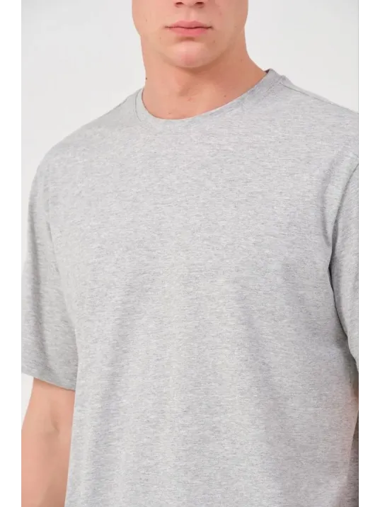 Erkek 24/1 Düz A Kalite Oversize T-shirt - Gri