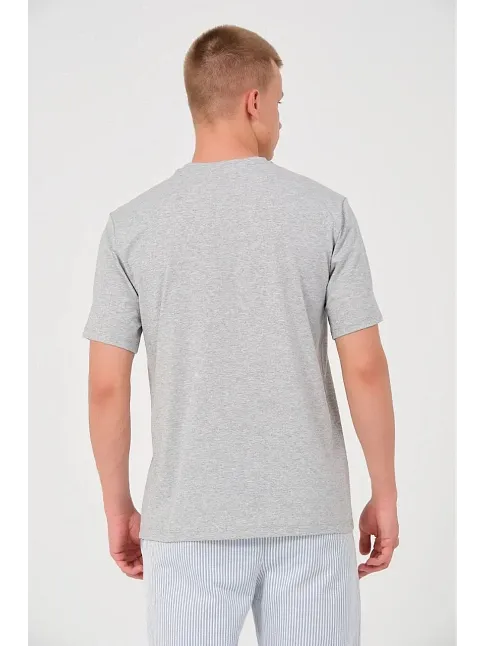 Erkek 24/1 Düz A Kalite Oversize T-shirt - Gri