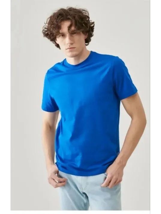 Erkek 24/1 Düz A Kalite Oversize T-shirt - Mavi Erkek 24/1 Düz A Kalite Oversize T-shirt - Mavi